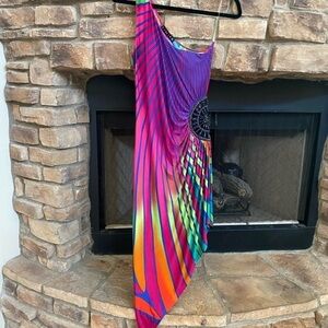 NWOT one of a kind one shoulder asymmetrical padded bra dress. Small